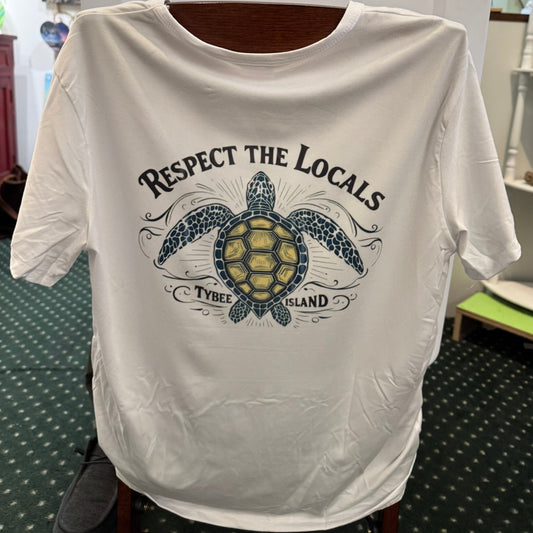 Respect the Locals Tybee Turtle Tee Shirt - The Irritable Pelican Artisan Gallery