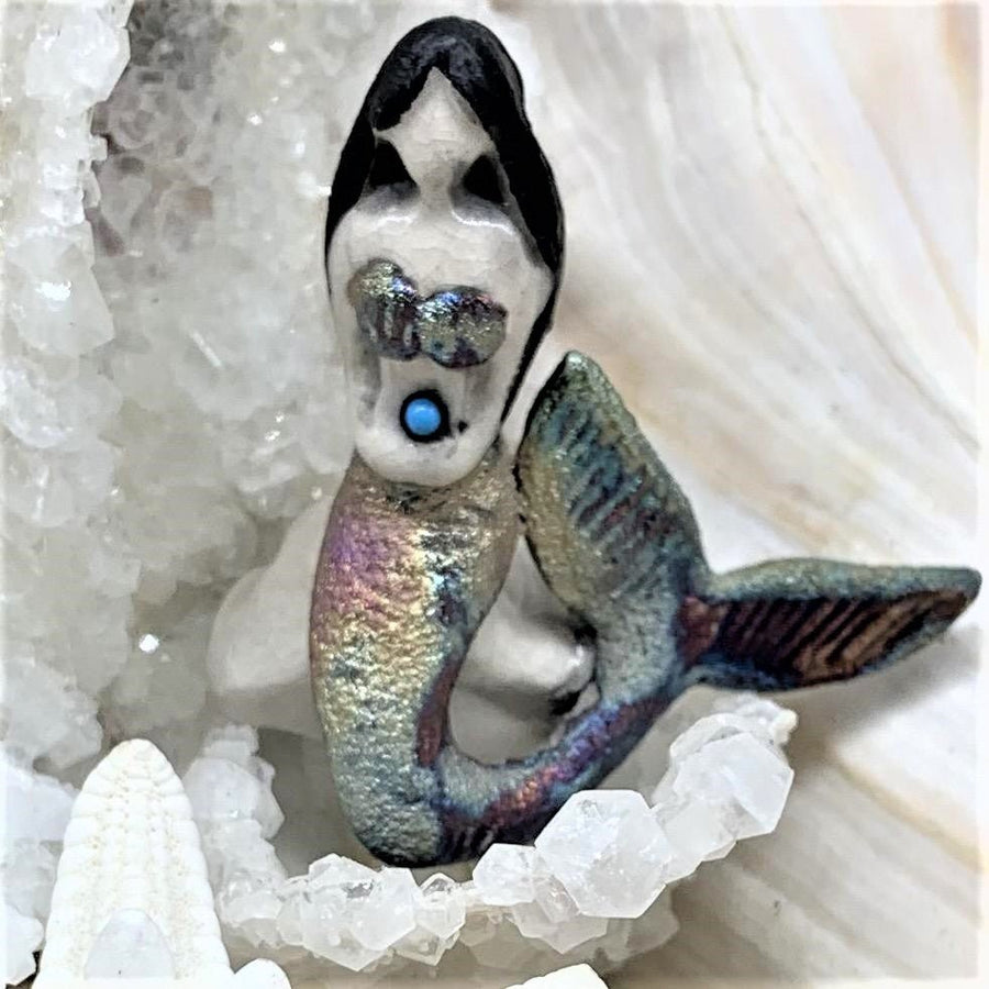 Handmade Raku Totem Spirit Friends II - The Irritable Pelican Artisan Gallery