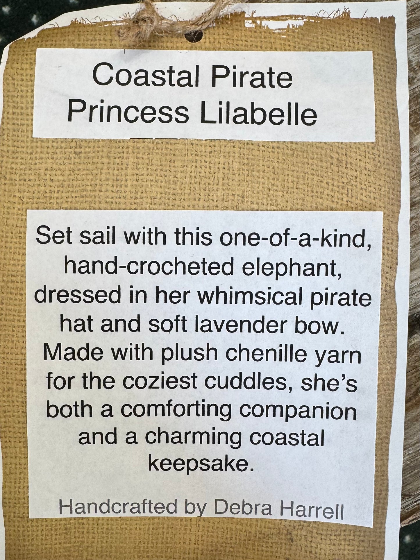 Crocheted Coastal Pirate Elephant Princess Lilabelle