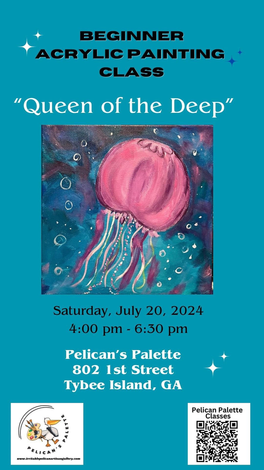 Beginner’s Acrylic Workshop: Queen of the Deep - The Irritable Pelican Artisan Gallery