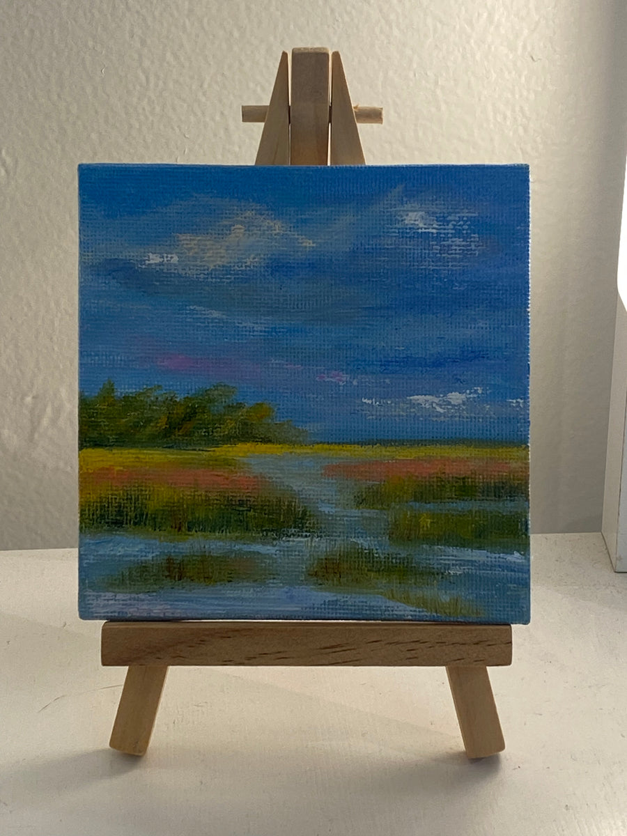 4x4 Oil on Panel w/Easel Painting