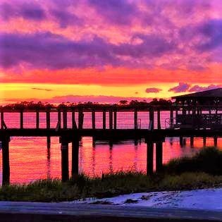 "Red Sunsets on Tybee Back River" - The Irritable Pelican Artisan Gallery