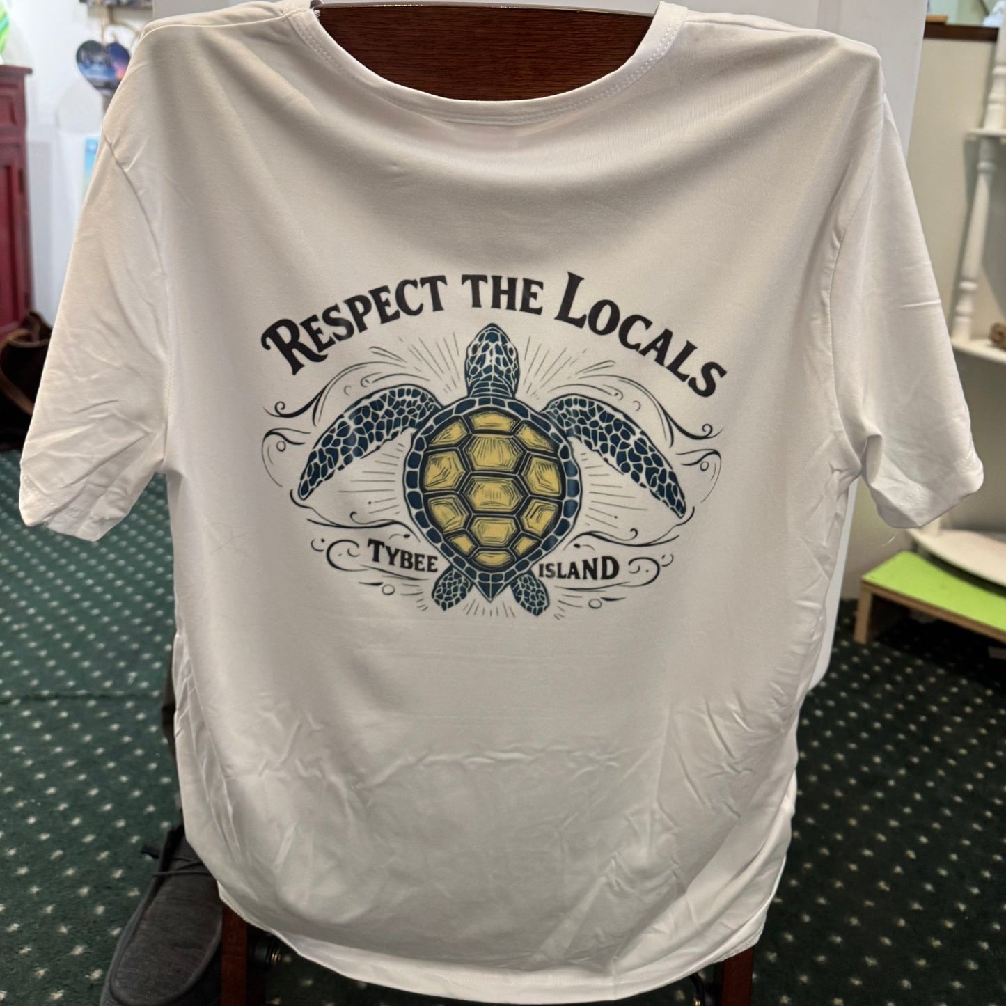 Respect the Locals Tybee Turtle Tee Shirt - The Irritable Pelican Artisan Gallery