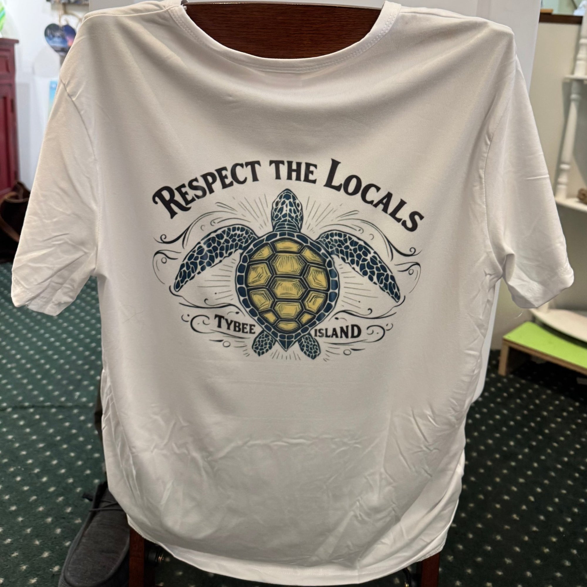 Respect the Locals Tybee Turtle Tee Shirt - The Irritable Pelican Artisan Gallery