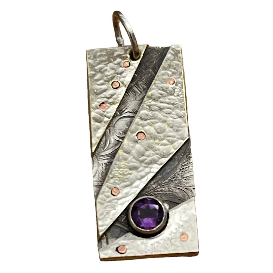 .40 ct African Amethyst Cabochon Pendant on Plated Silver Curb Chain #81223.1 - The Irritable Pelican Artisan Gallery
