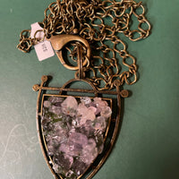 Amethyst Chips Pendant on Antique Gold Chain Necklace - The Irritable Pelican Artisan Gallery