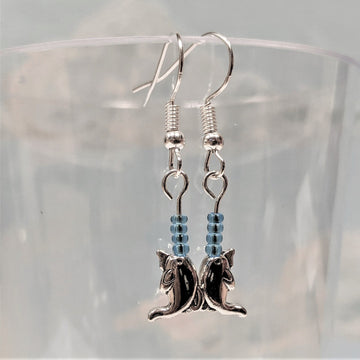 Aqua Bead Animal Drop Earrings - The Irritable Pelican Artisan Gallery