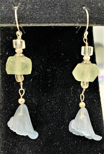Bali Glass Beads and Lucite Flower Earrings - The Irritable Pelican Artisan Gallery