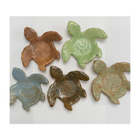 Ceramic "Tybee Turtle" Dish w/Floral Imprint - The Irritable Pelican Artisan Gallery