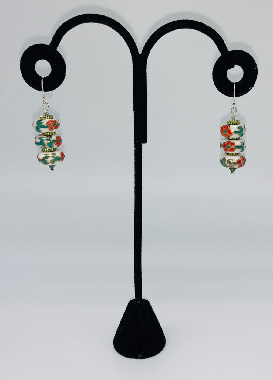 Chinese Painted Porcelain Earrings - The Irritable Pelican Artisan Gallery