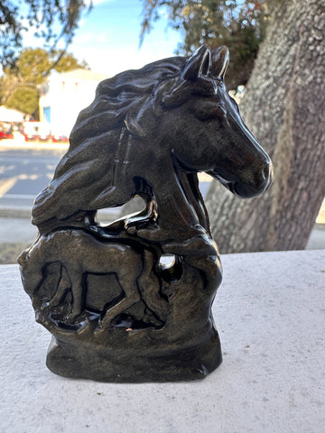 Craved obsidian horse - The Irritable Pelican Artisan Gallery