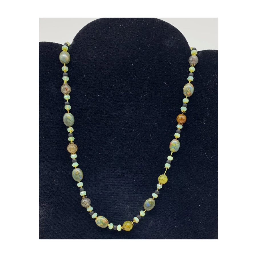 Czech Glass/Agate Necklace - The Irritable Pelican Artisan Gallery