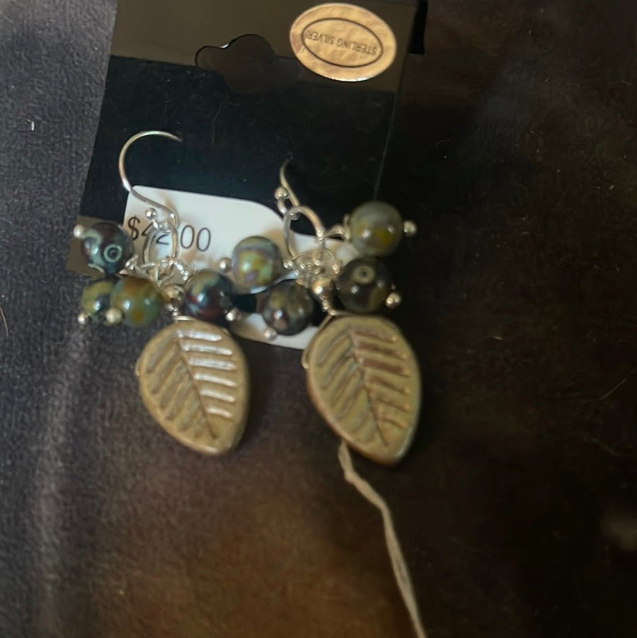 Czech Leaf Bead Earrings - The Irritable Pelican Artisan Gallery