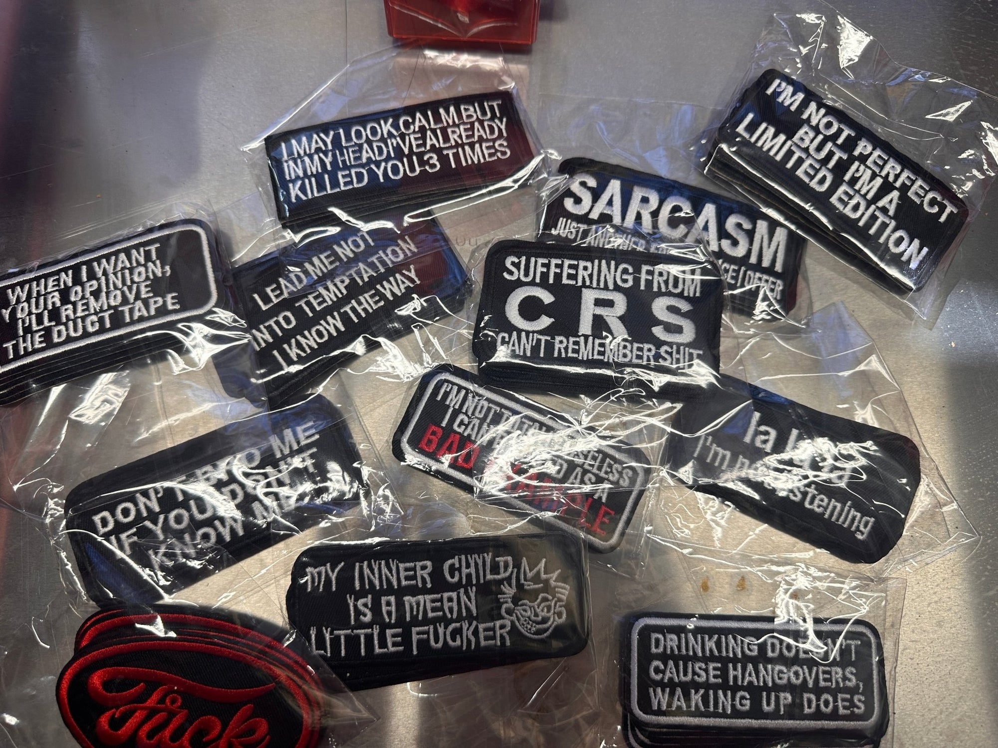Funny patches - The Irritable Pelican Artisan Gallery