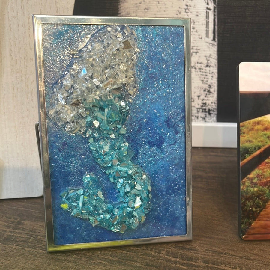 Fused Glass Mermaid Framed - The Irritable Pelican Artisan Gallery