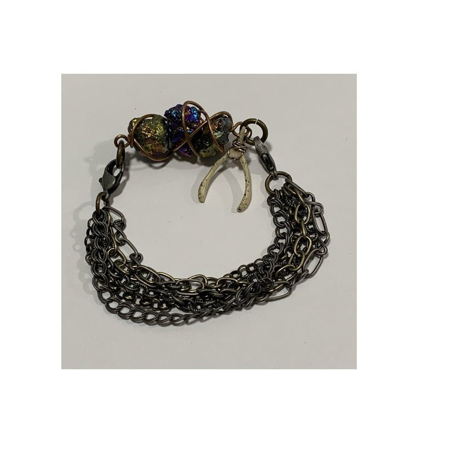 Geode with Wishbone Bracelet - The Irritable Pelican Artisan Gallery