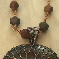 Copper Wrapped Double Tree of Life Red Creek Jasper Pendant
