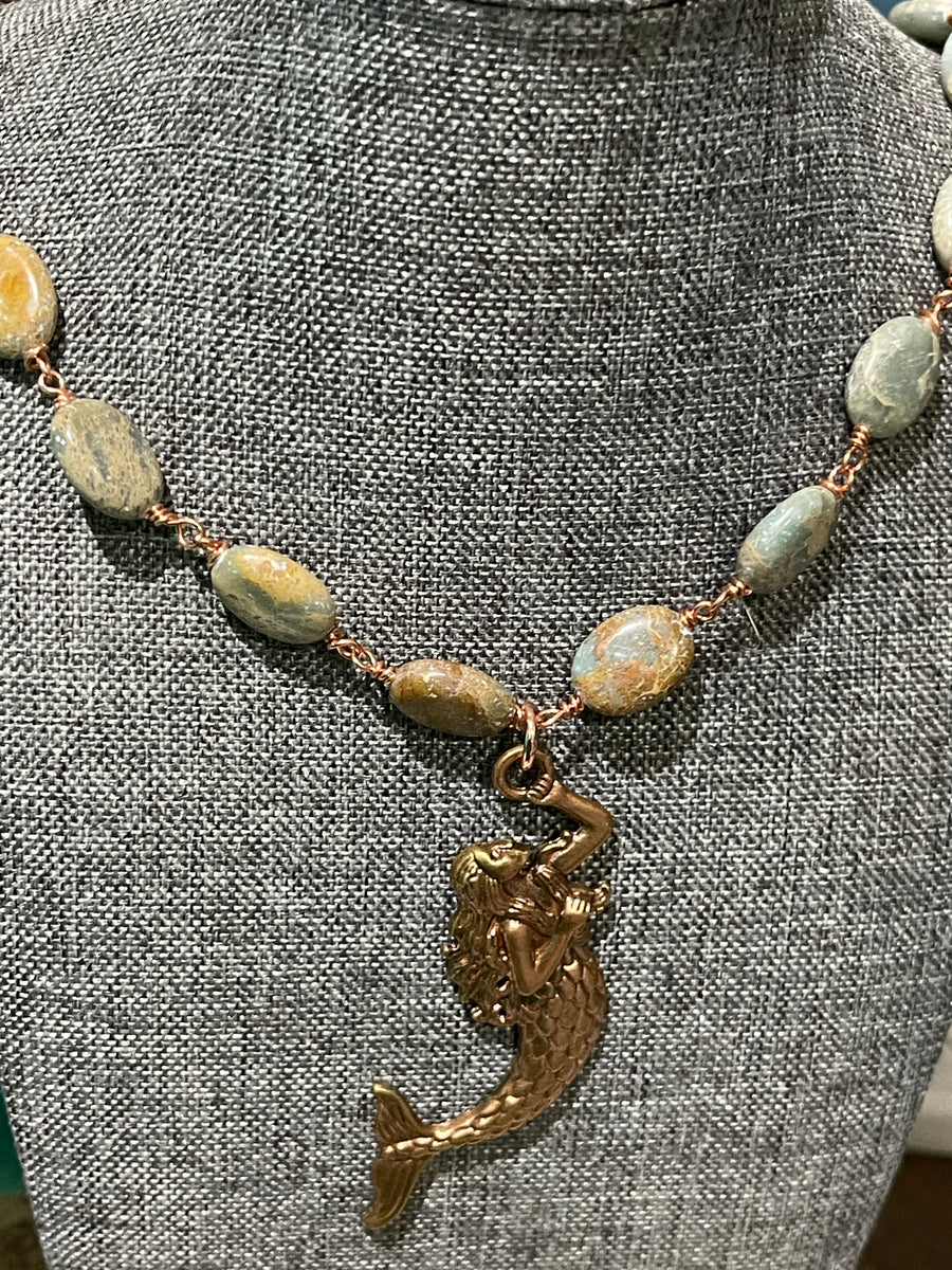 OOAK SarChe' Ocean Jasper Mermaid Specialty Necklace-Tybee
