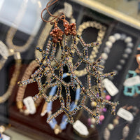 Woven Beaded Coral Earrings