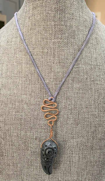 Jet Raven and Copper Pendant Necklace - The Irritable Pelican Artisan Gallery