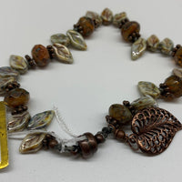Knotted Czech Glass Copper Bracelet - The Irritable Pelican Artisan Gallery
