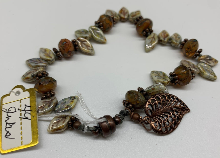 Knotted Czech Glass Copper Bracelet - The Irritable Pelican Artisan Gallery