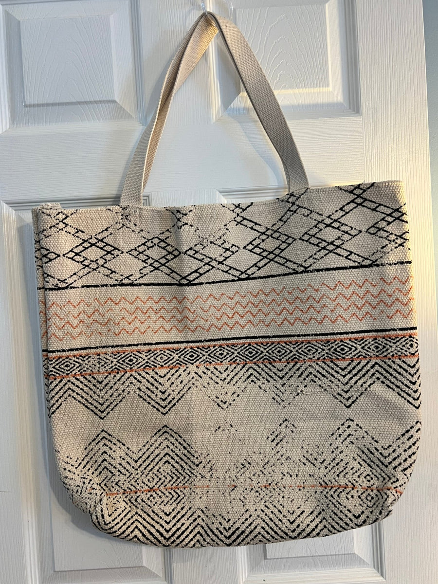 Large Geometric Pattern Cotton Bag - The Irritable Pelican Artisan Gallery