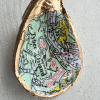 Large Oyster Shells-Tybee Island Map - The Irritable Pelican Artisan Gallery