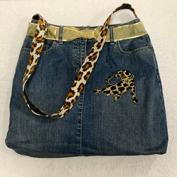 "Leopard" Blue Jeans Artisan Bag - The Irritable Pelican Artisan Gallery
