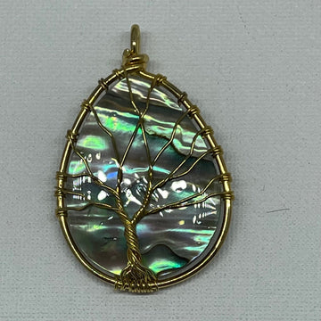Medium Gold Wrapped Top Tree of Life Pendant - The Irritable Pelican Artisan Gallery