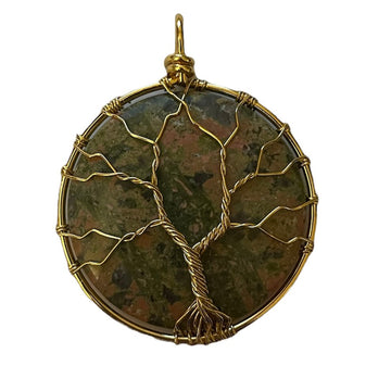 Medium Gold Wrapped Tree of Life Circle Pendant - The Irritable Pelican Artisan Gallery