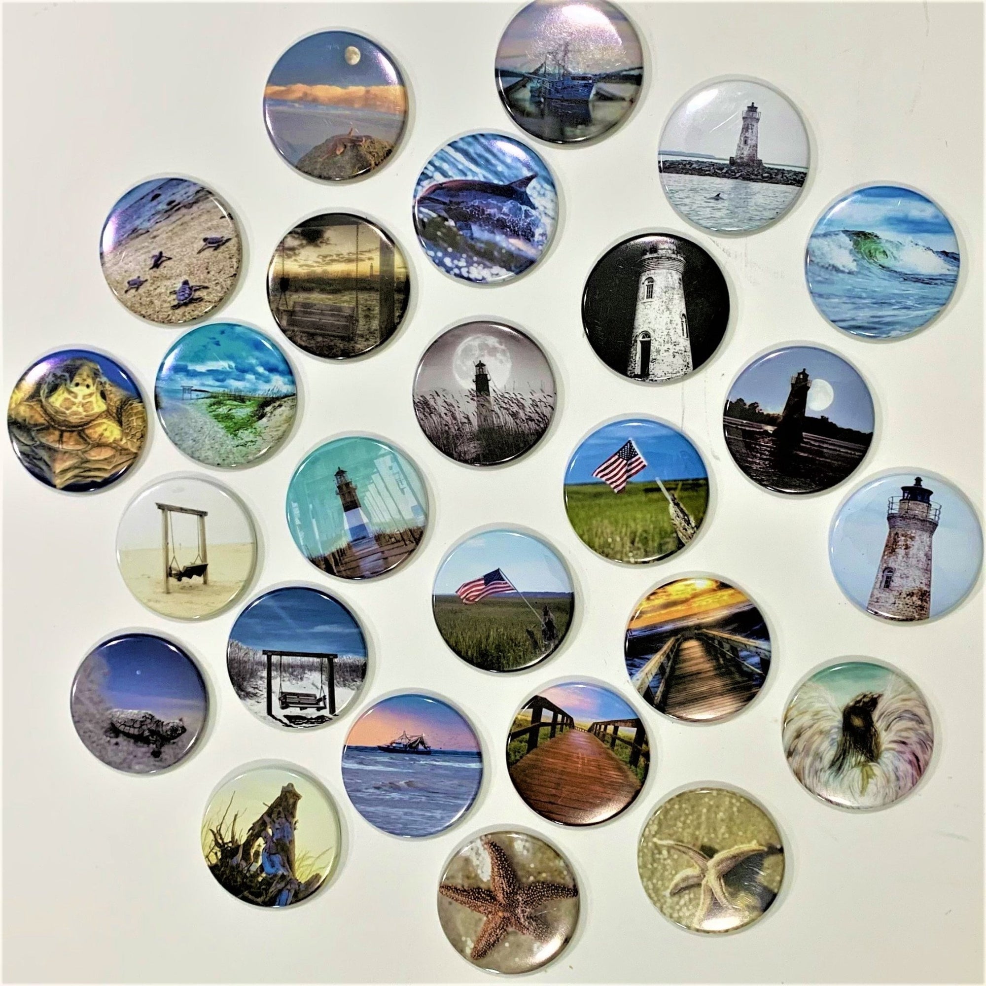 &quot;Mini-Art: Island Scenes&quot; Round Magnets - The Irritable Pelican Artisan Gallery