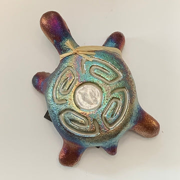 Pictograph Turtle Raku w/Crackle Design - The Irritable Pelican Artisan Gallery