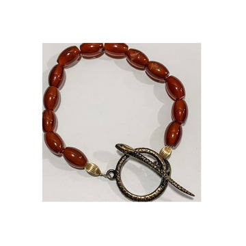 Red Agate with Snake Clasp Bracelet - The Irritable Pelican Artisan Gallery