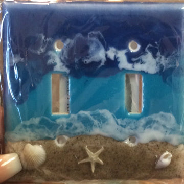 Resin8 Art Switch plate double - The Irritable Pelican Artisan Gallery