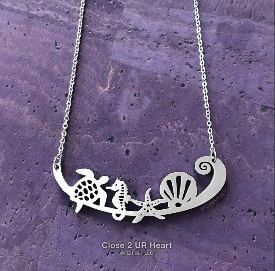 Sea Creatures Stainless Steel Necklace - The Irritable Pelican Artisan Gallery