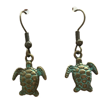 "Sea Turtles" Bronze Dangle Earrings - The Irritable Pelican Artisan Gallery