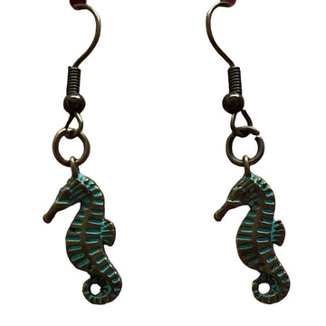 "Seahorses" Bronze Dangle Earrings - The Irritable Pelican Artisan Gallery