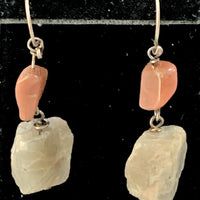 SS Peach Moonstone and Raw Moonstone Nugget Earrings - The Irritable Pelican Artisan Gallery