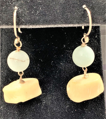 Sterling Silver Amazonite and Coral Earrings - The Irritable Pelican Artisan Gallery