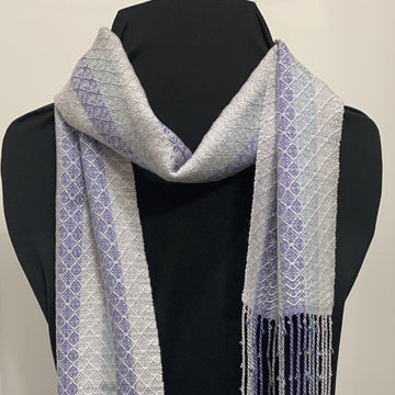 White Ovals Handwoven Dressy Tensel and Glass Beaded Scarf - The Irritable Pelican Artisan Gallery