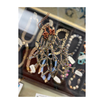 Woven Beaded Coral Earrings - The Irritable Pelican Artisan Gallery